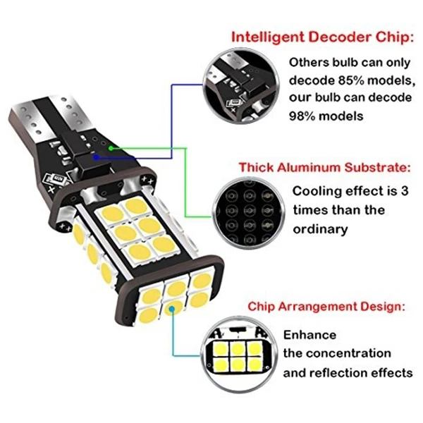 1 шт. ошибка Бесплатная 921 912 T10 T15 W16W светодиодный обратный свет 24Smd 3030 светодиодные