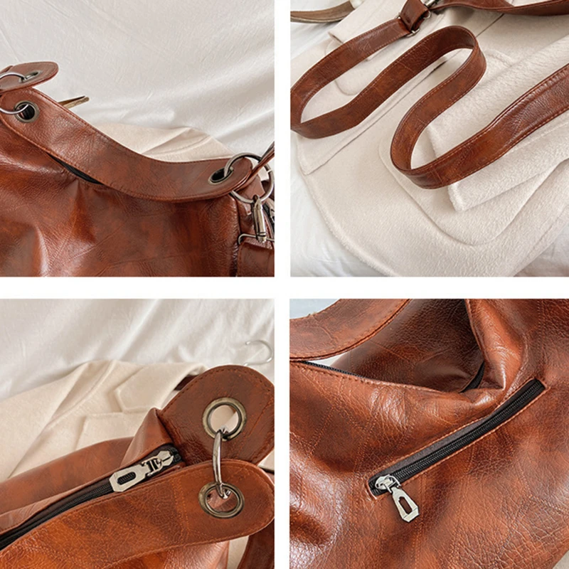 

Vintage Female Shoulder Bags Detachable Shoulder Strap Casual Handbag Large Capacity Retro PU Leather Designer New Crossbody Bag