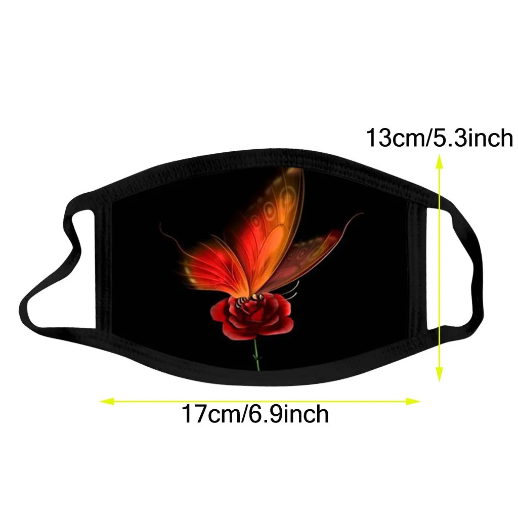 

Fashion Cotton Masks Butterfly Print Unisex Breathable Pm2.5 Outdoor Mouth Mask Washable Reuse Face Mask Cubre Bocas Lavable