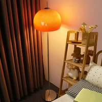 french orange glass floor lamp vintage chrome base lamp living room study corner tall lamp bedroom beside lamp decor stand light
