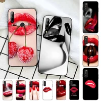 fhnblj girl red lips phone case for huawei honor 8 9 10 5a 30 20 pro lite 8x 8c