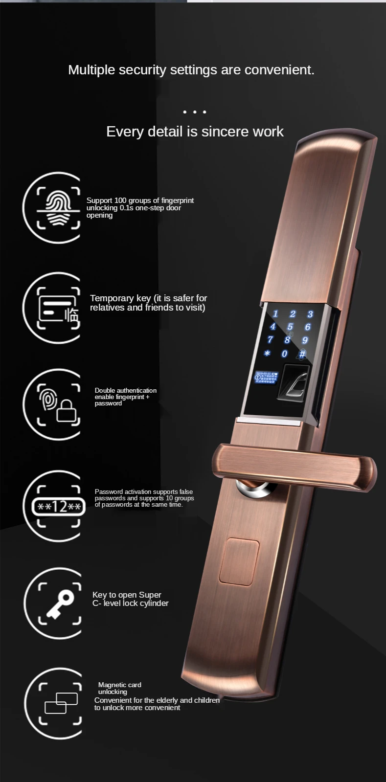 

ZQ household security door intelligent lock fingerprint password lock security door apartment LOC fingerprint lock