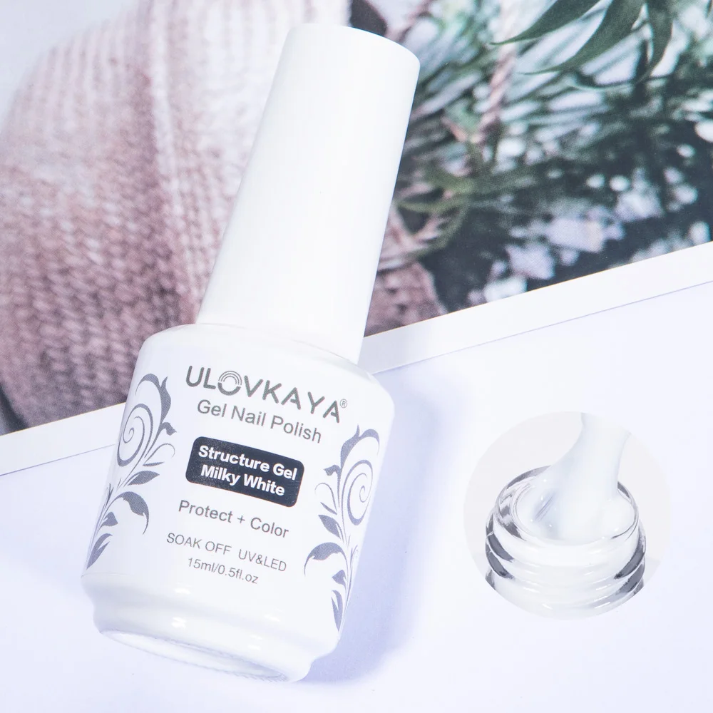 ULOVKAYA Milky White Structure Gel 15ml Rubber Base For Manicure Art Design Long Lasting Nail UV LED Hybrid Varnish | Красота и