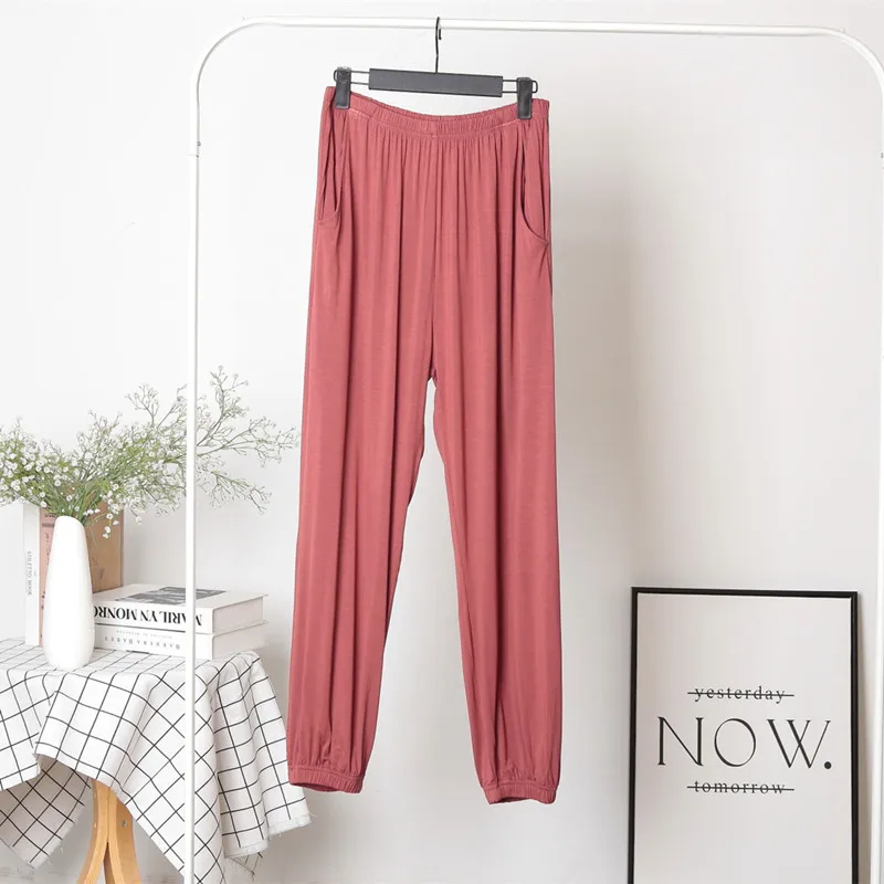 Fdfklak Spring Cotton Women Sleep bottoms Female Loose 3XL-7XL Plus Size Nighty Trousers Sleepwear Wine Red Pajama Pants