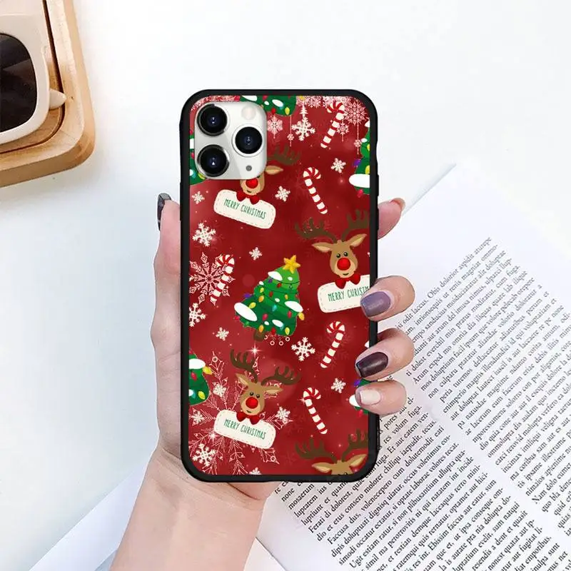 

Christmas New Year gifts elk snow Phone Case for iPhone 11 12 pro XS MAX 8 7 6 6S Plus X 5S SE 2020 XR mini