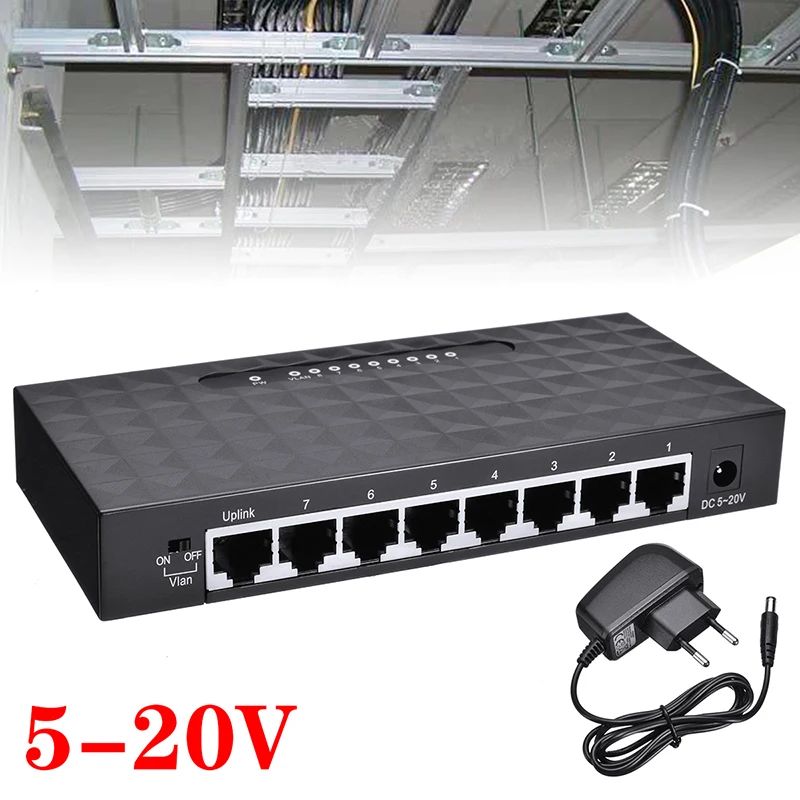 

Internet Connecting 8 Ports Ethernet Network Switches 1000Mbps RJ45 Smart Gigabit Shunt 158 X71 X 26mm