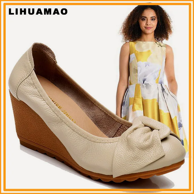 Туфли LIHUAMAO женские из коровьей кожи на платформе с ремешком пятке удобные