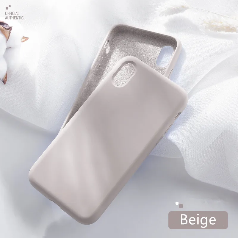 Бежевый Жидкий силиконовый чехол для телефона для iphone X XS 11 Pro MAX XR Официальный чехол s для iphone 7 8 6 6S Plus полный защитный чехол - Цвет: Бежевый