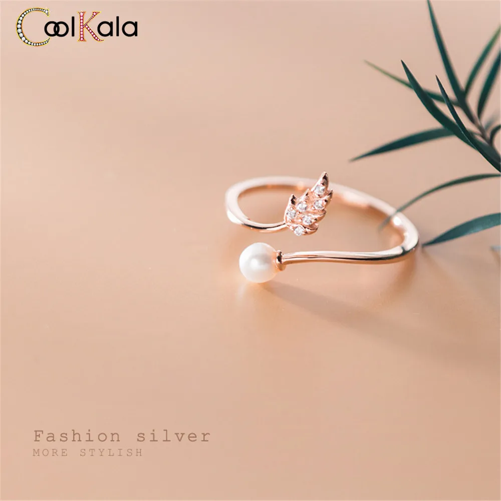 

Coolkala Silver Female Leaf Eating Ring Beaded Synthetic Pearl Bracelet