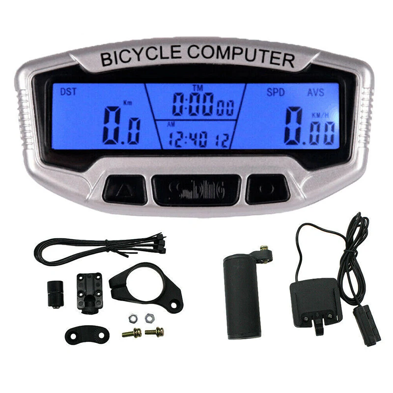 

Waterproof LCD Bicycle Bike Speed Meter Cycling Computer Odometer Speedometer Velometer with Blue Light for Bike Wireless