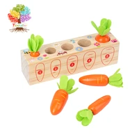 treeyear montessori toys for 1 year old toddlers wooden carrots harvest shape size sorting game