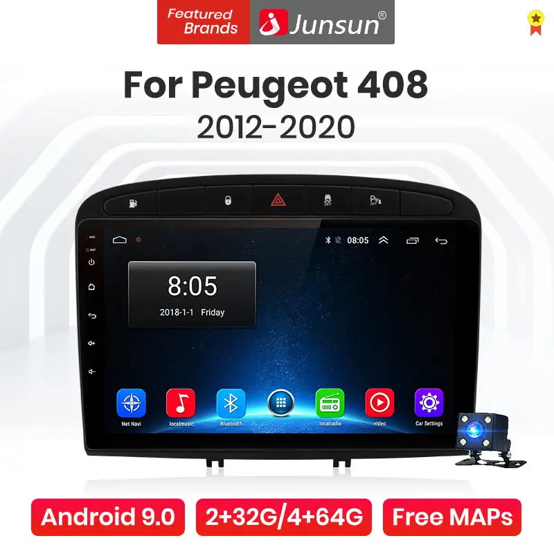 Мультимедийная магнитола Junsun V1 Pro для Peugeot мультимедийный проигрыватель на Android 9 0