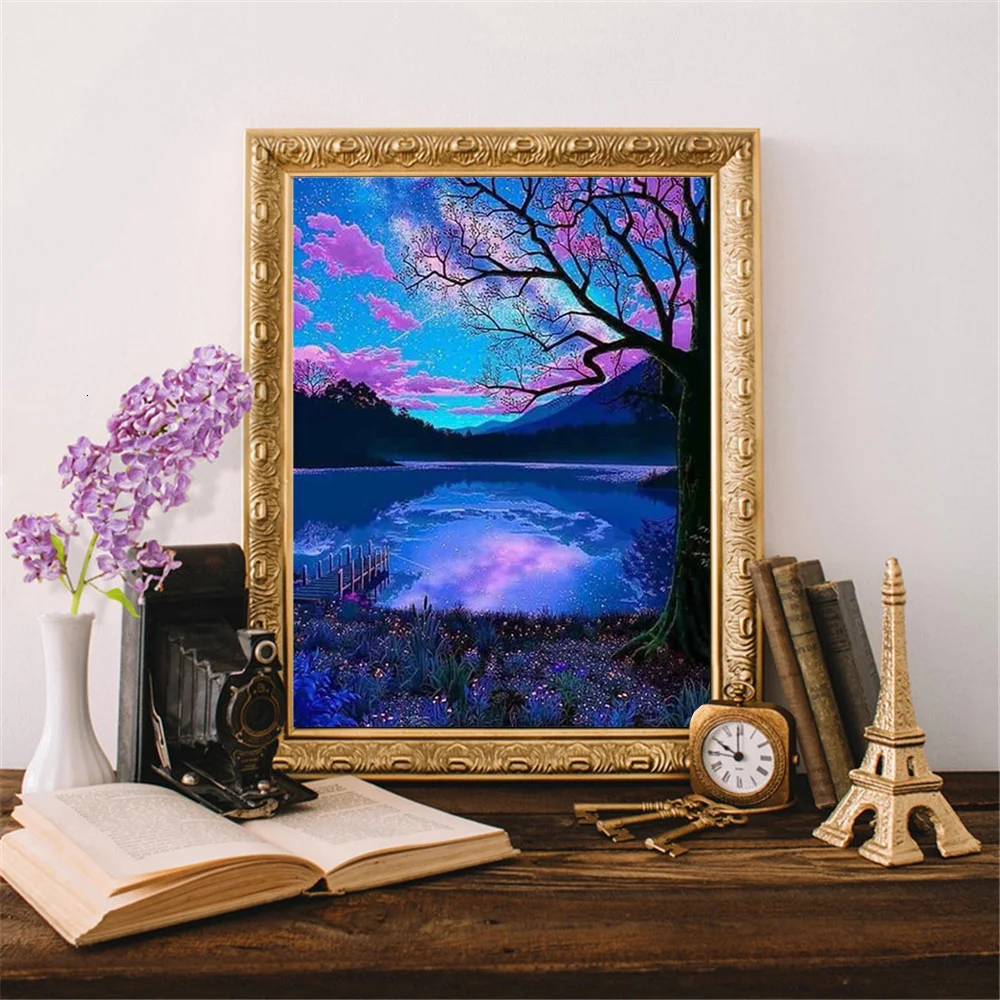 HUACAN Алмазная вышивка пейзажи мозаика море сад заход солнца картины стразами