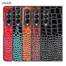 Business Crocodile Pattern Leather Phone Case For Samsung Galaxy Z Fold 3 5G Shockproof Hard Back Cover For Samsung Z Fold3 capa