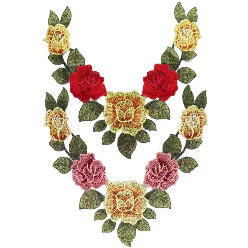 3D Цветочный Цветок Кружева вышитые Venise шеи воротник отделка Одежда Аксессуары