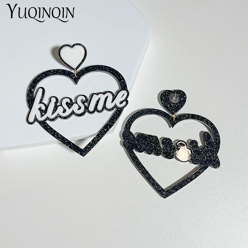 

Trend Heart Big Earrings For Women Girls Fashion Jewelry Oversized Korean Earrings Female Colorful Large Dangle Earring Party