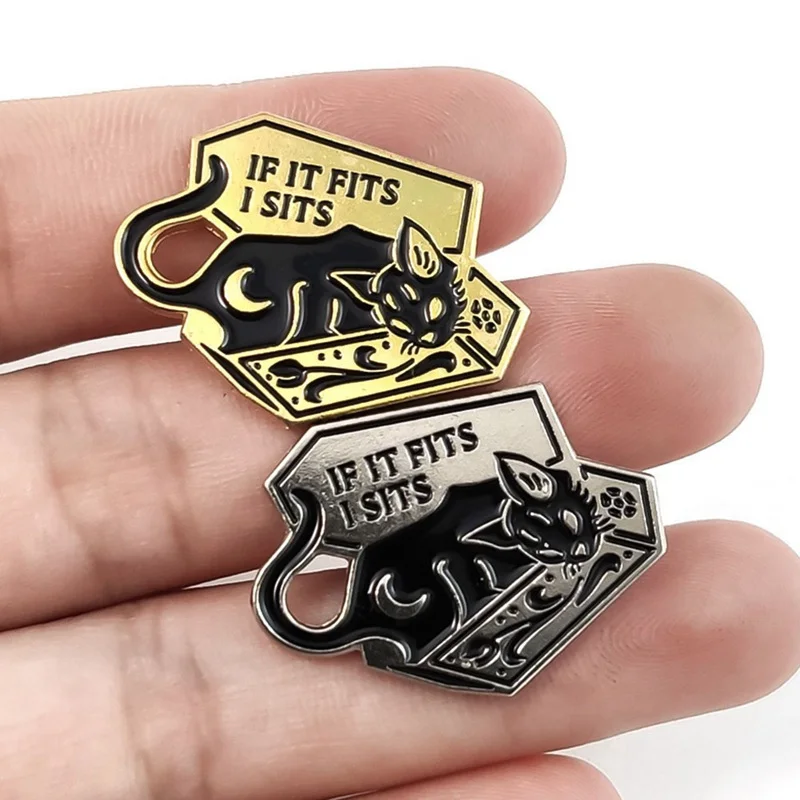 Брошь в виде кота гроб Луна Черный кот лежа коробке &quotесли он подходит мне