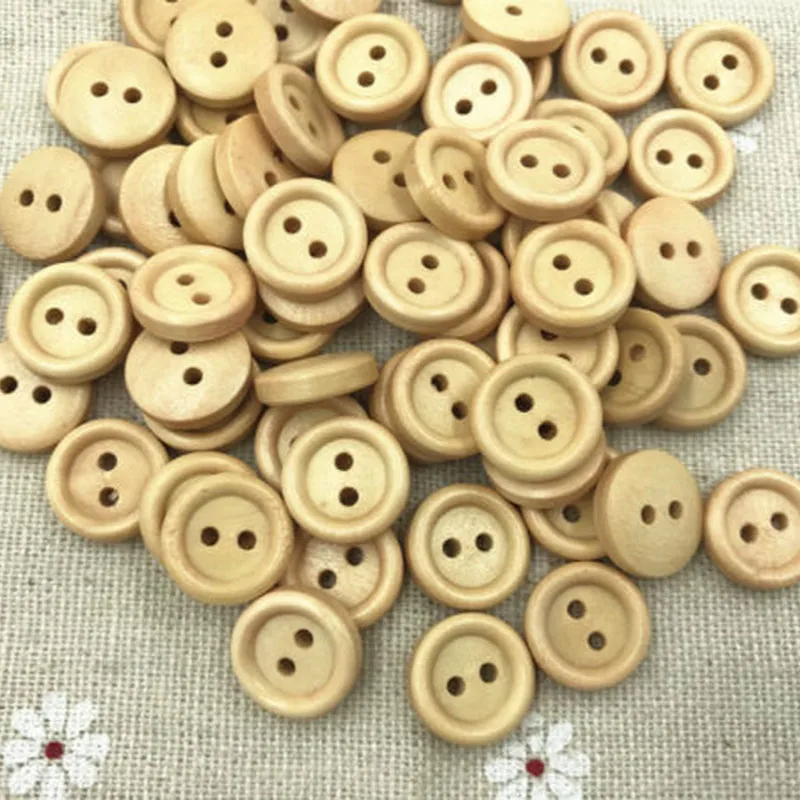 DIY 200 шт. деревянный с 2 отверстиями Кнопки Круглый подходят для шитья