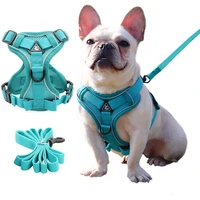 escape proof dog harness and leash set for small dogs cats outdoor walking reflective nylon padded french bulldog harness vest