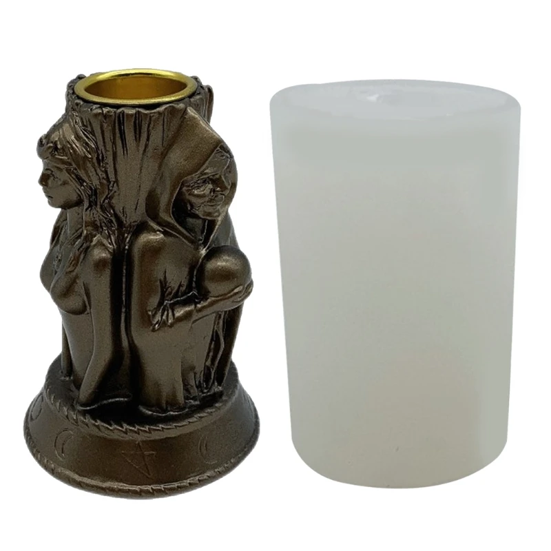 

Witch Goddess Candle Holder Epoxy Resin Mold Concrete Plaster Casting Silicone Mould DIY Crafts Home Decorations Making
