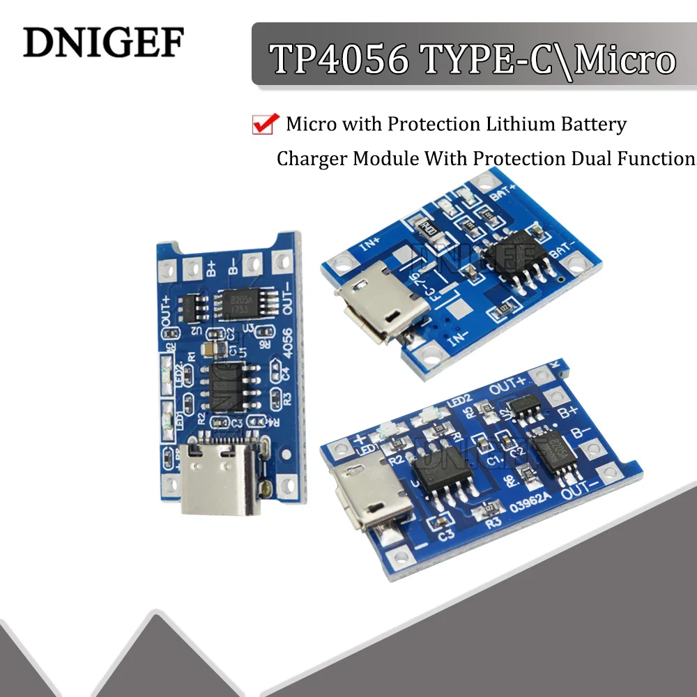10 шт TP4056 TYPE-C/Micro не защищены Micro с защитой модуль зарядного устройства литиевой