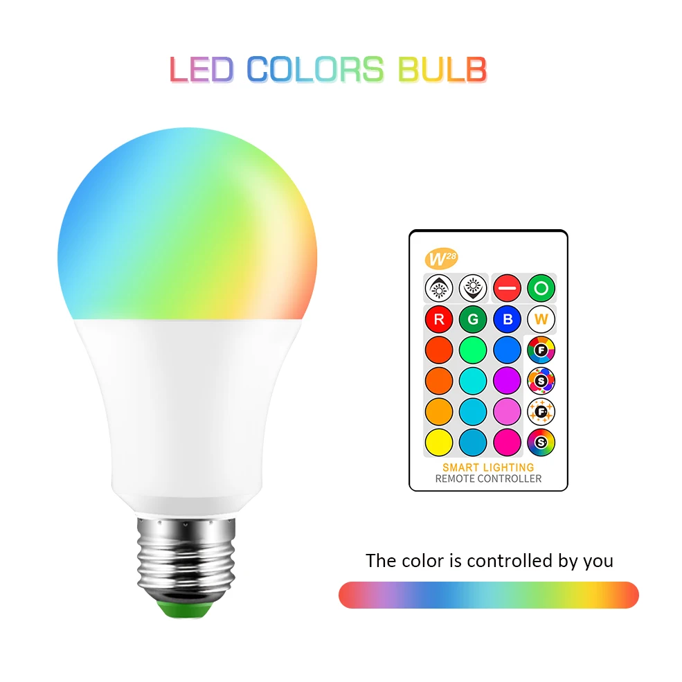 RGB RGBW светодиодные лампы 5 Вт 10 15 AC 110 В 220 в E27 с 24 клавишами ИК управление Romote 16