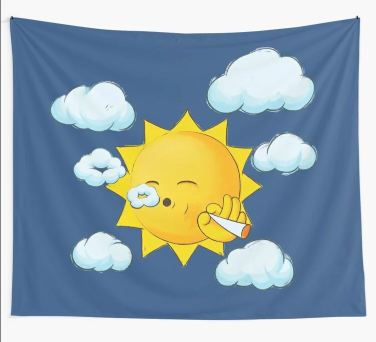 

Stoner Sun Tapestry Cloud Blue Wall Hanging Beach Towel Throw Blanket Picnic Yoga Mat Tapestries Home Decoration