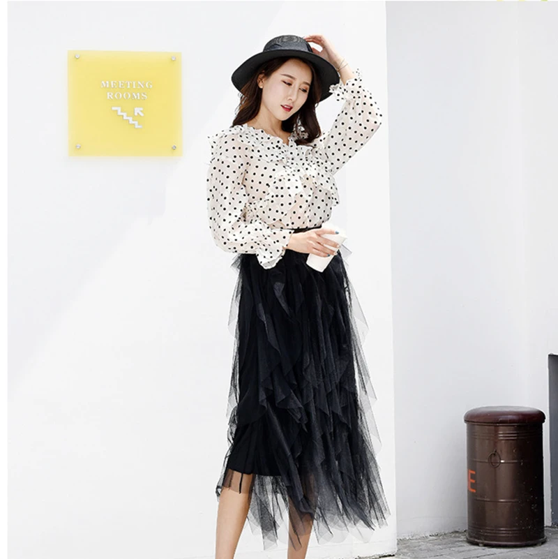 2019 Женская длинная юбка макси мягкая Тюлевая эластичный пояс юбки вечерние Бохо