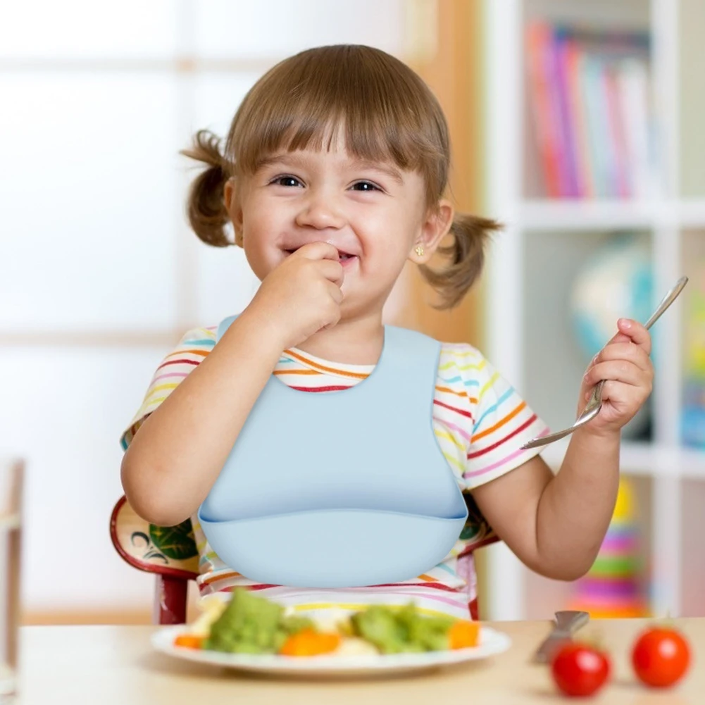 Food Grade Silicone Baby Bib Saliva Pocket Waterproof Bib Newborn Feeding Adjustable Burp Scarf Baby Birthday and Christmas Gift