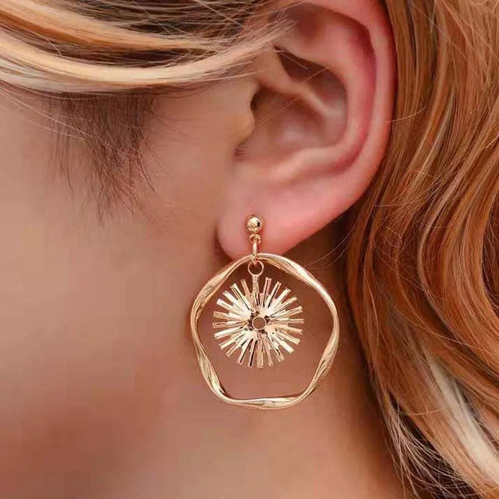 Женские Висячие серьги солнце Аполлон Helios корейские геометрические ручная