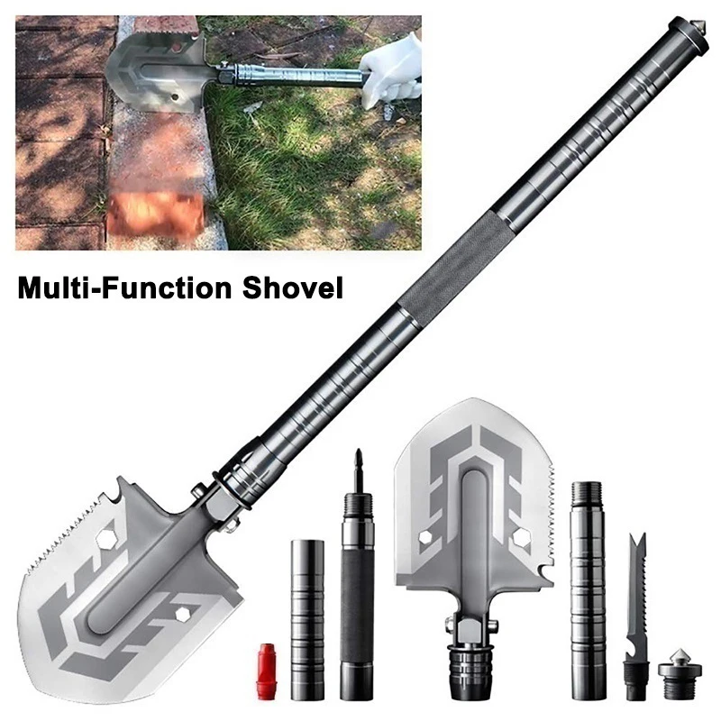 

Outdoor Multifunctional Shovel Garden Tool Portable Survival Folding Military Shovel Camping Defense Safety Tool Direct Sales