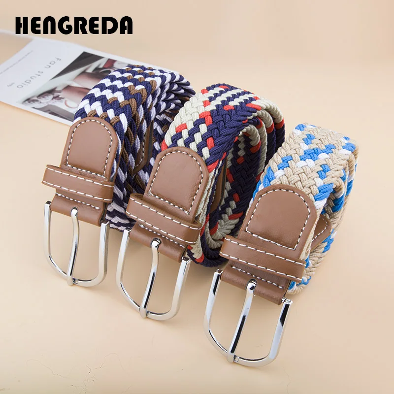 Для женщин эластичные плетением пряжкой пояс брезентовый мужской ремень 2021 для