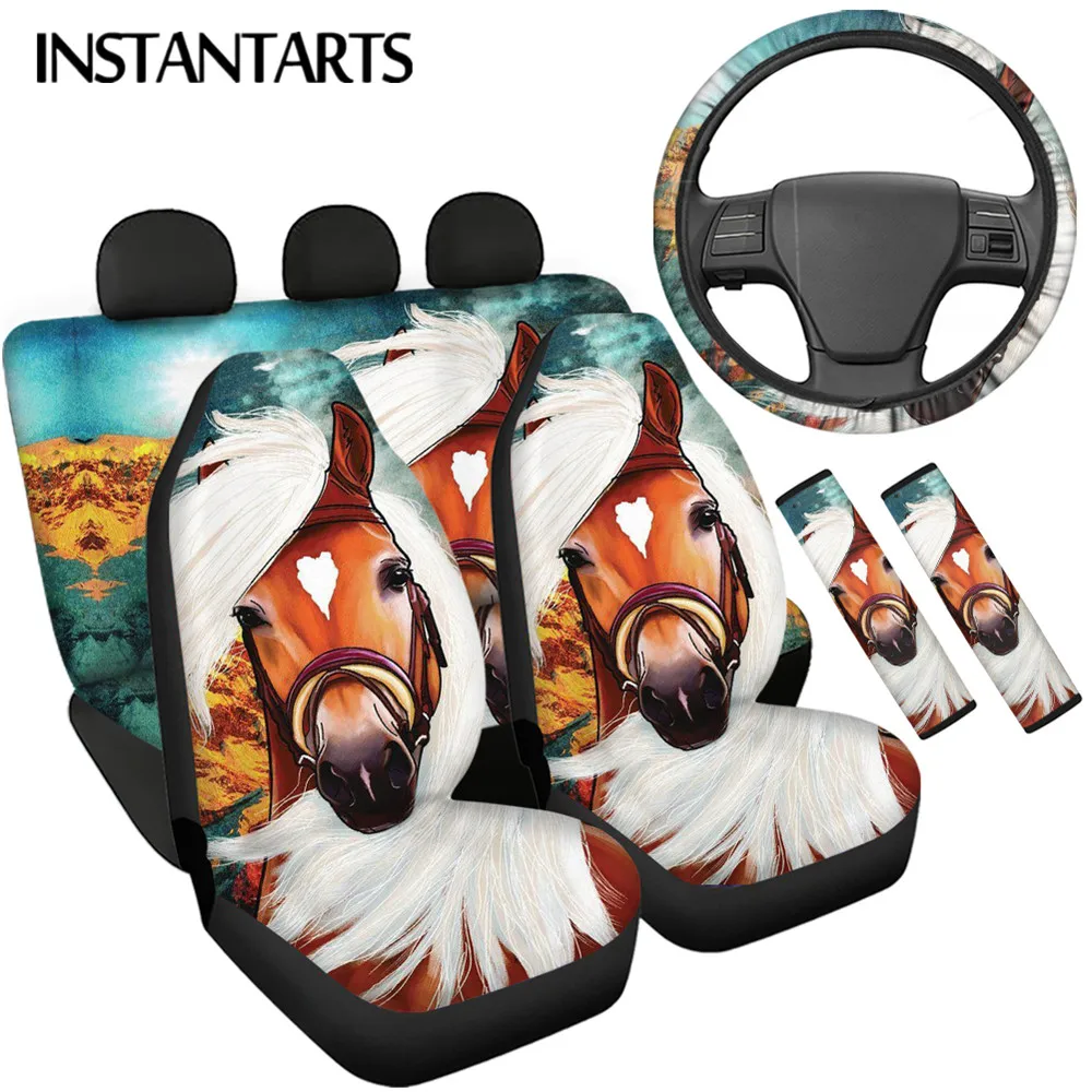 Стильная защита INSTANTARTS для переднего/заднего сиденья с изображением лошадей и