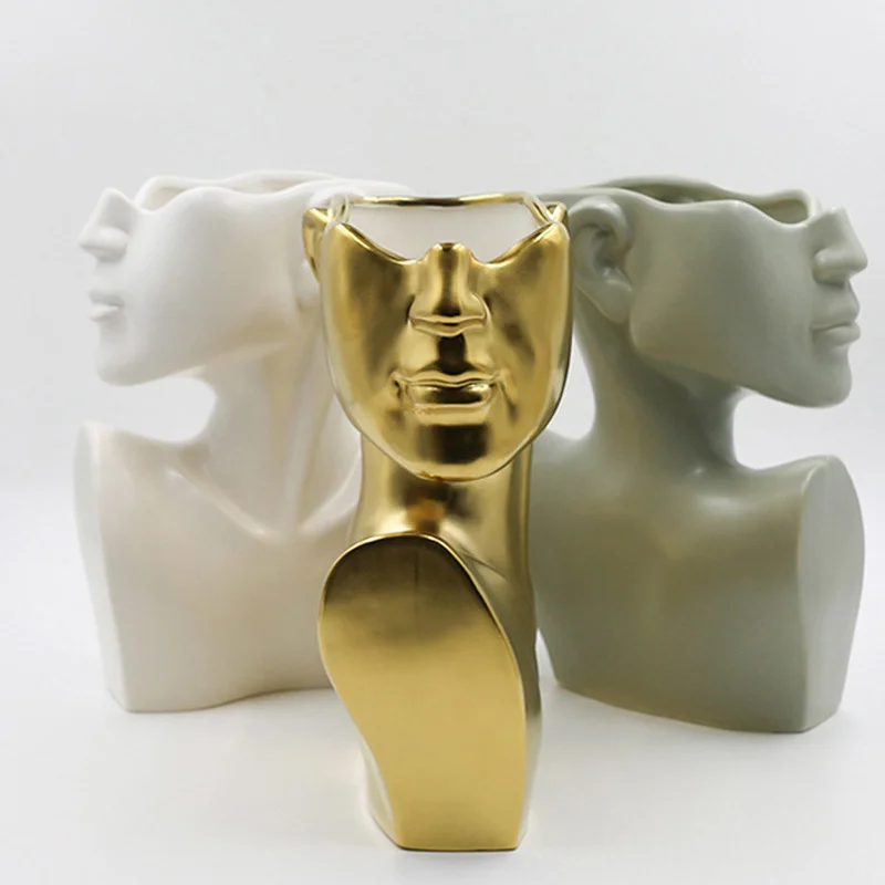 

Portrait Vase Ceramic-Sculpture Face Home-Decoration-Ornaments Human-Head Minimalist