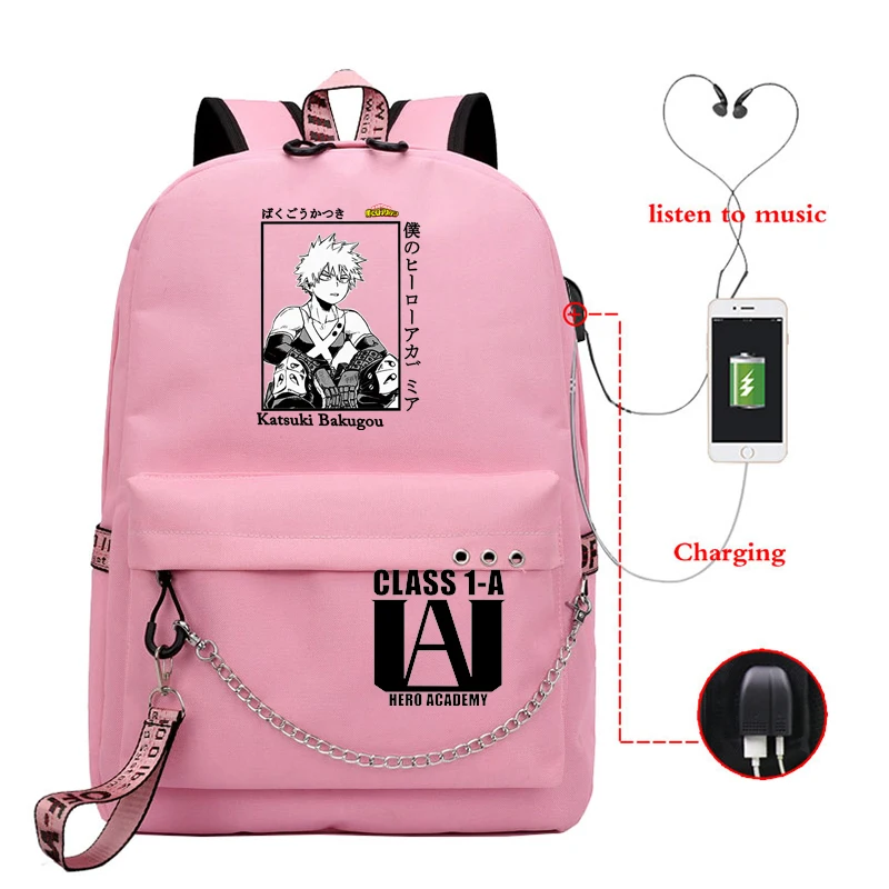 anime my hero academia deku bakugou boku no hero academia school bags for girls female laptop backpack usb school backpack bags free global shipping