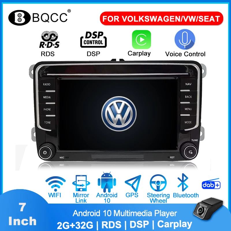 

Car Radio 2 din For VW PASSAT B6 B7 Golf Android 10 Multimedia Player 7â€œ FHD 2G 32G Quad-core DSP Carplay GPS RDS AM Autoradio
