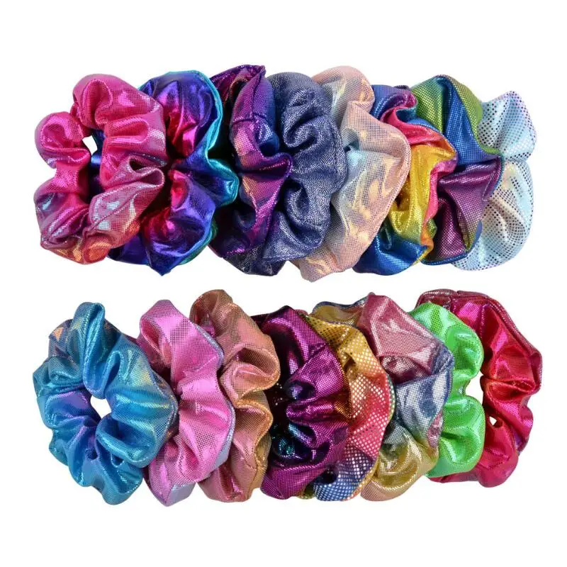 

Free ship 16 color laser fabric hair ring gilding two color gradual change ring head flower festival decoration laser hair band