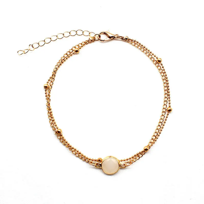 

Simple fashion European and American cross border source manufacturer women's round handmade alloy gemstone Anklet k277