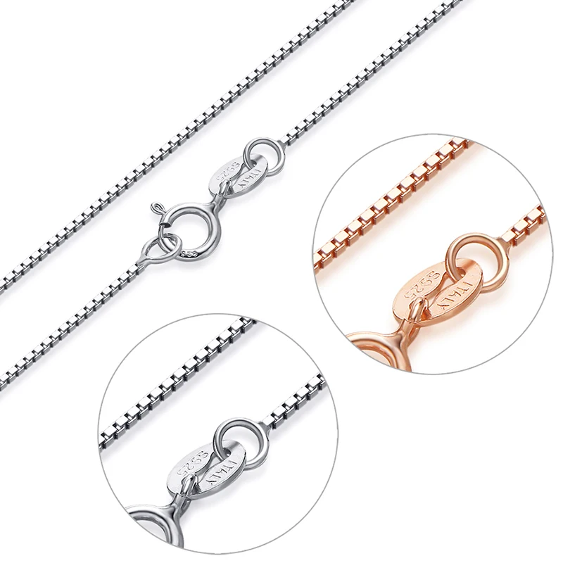Ожерелье женское из серебра 100% пробы под розовое золото 925 1/0 8/0 65 мм|chain necklace|necklace