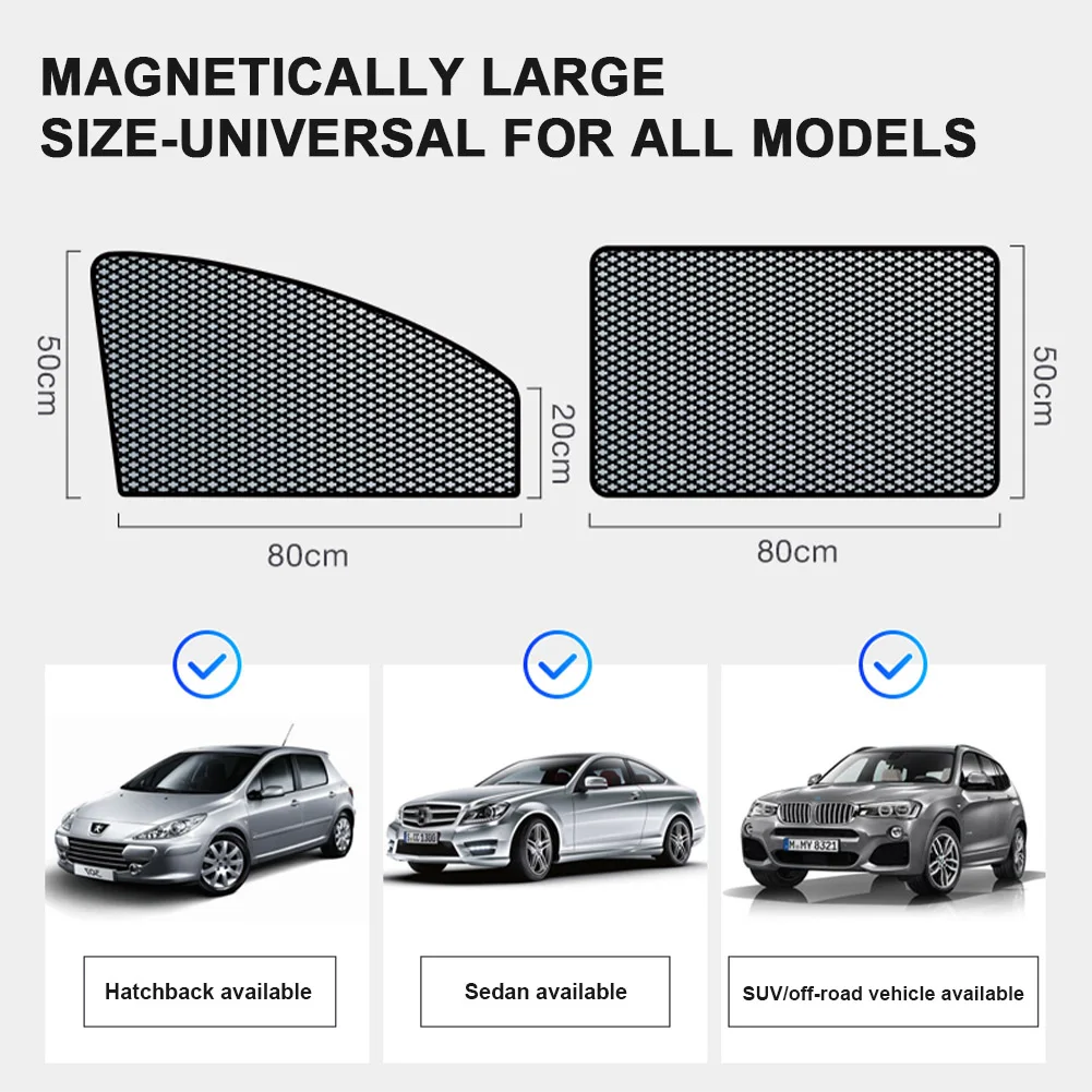 

Side Window Sunshade Magnetic Front Rear Window Sun Shade Curtain Perspective Mesh Summer Sun Protection Cover Car Accessories