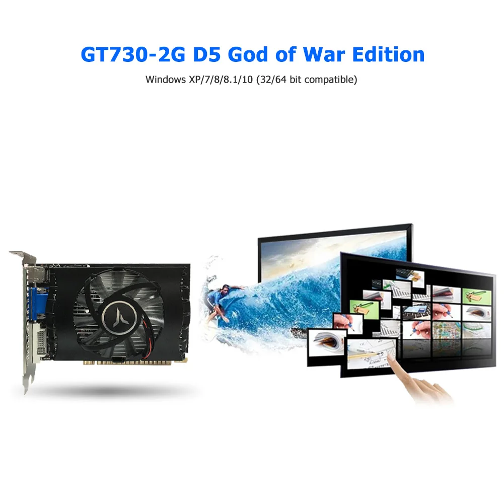 

GT 730 Graphics Card GT730 2GB GDDR5 64-Bit HDMI-compatible VGA DVI Single Fan Low Profile Video Card GPU for Desktop PC