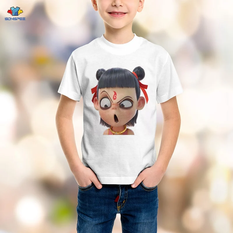 SONSPEE/футболка с объемным рисунком аниме Ne Zha повседневная детская футболка мифом