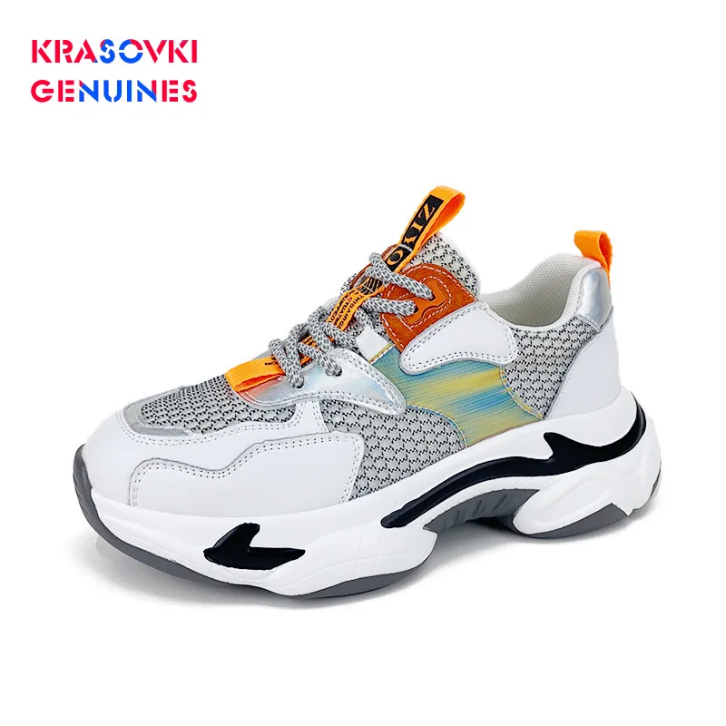 Krasovki Genuines/женские кроссовки сезон осень модные с круглым носком Прямая поставка