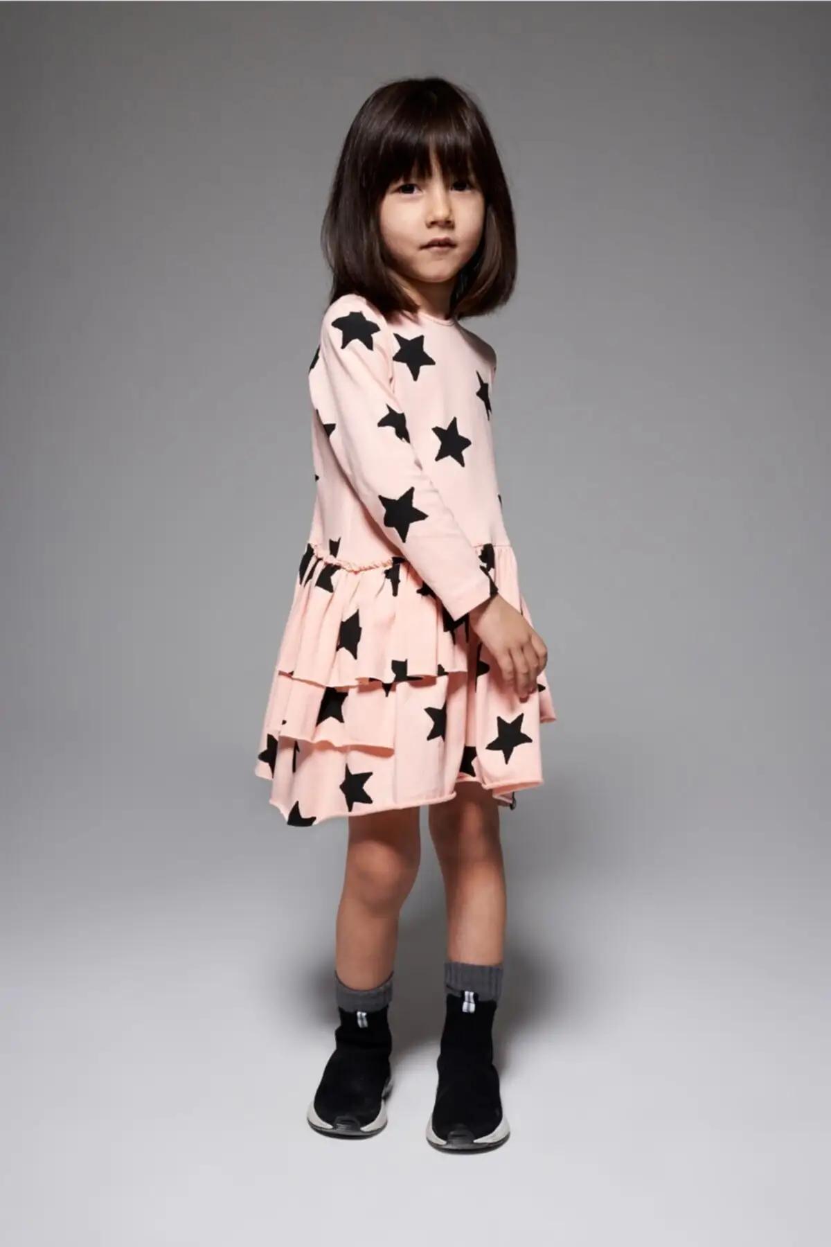 

Stardust-Pink Dress Cotton Midi Printed Long Woven Trend Cycling Neck