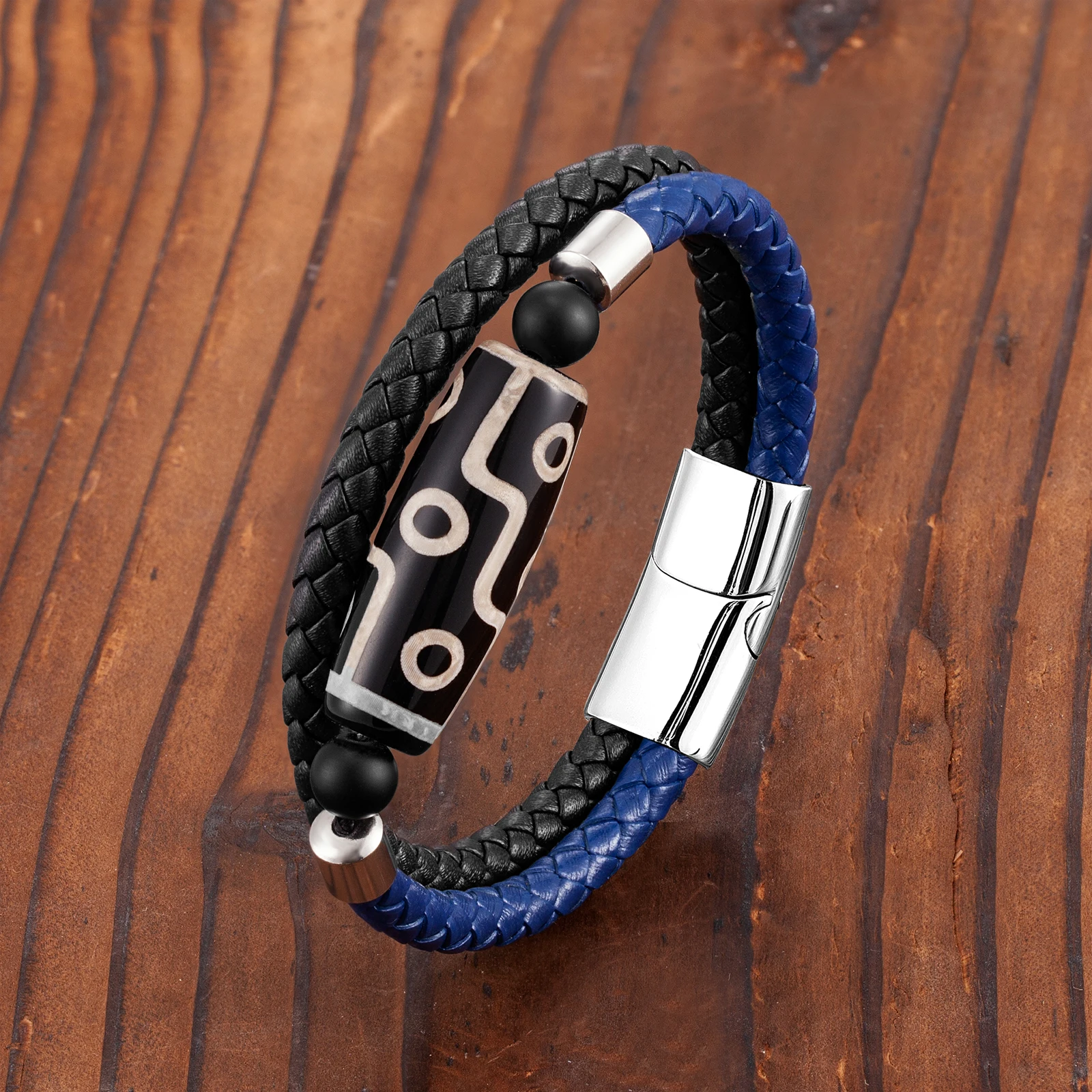 Продолговатый 9-глазный ювелирный изделие из натурального агата Dzi двухцветный