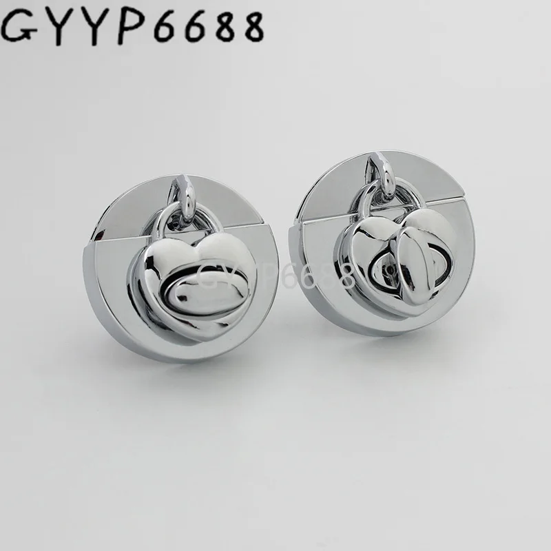 1-5 sets 29mm shiny chrome color heart shaped twist lock for briefcase turn metal woman purse accessories |
