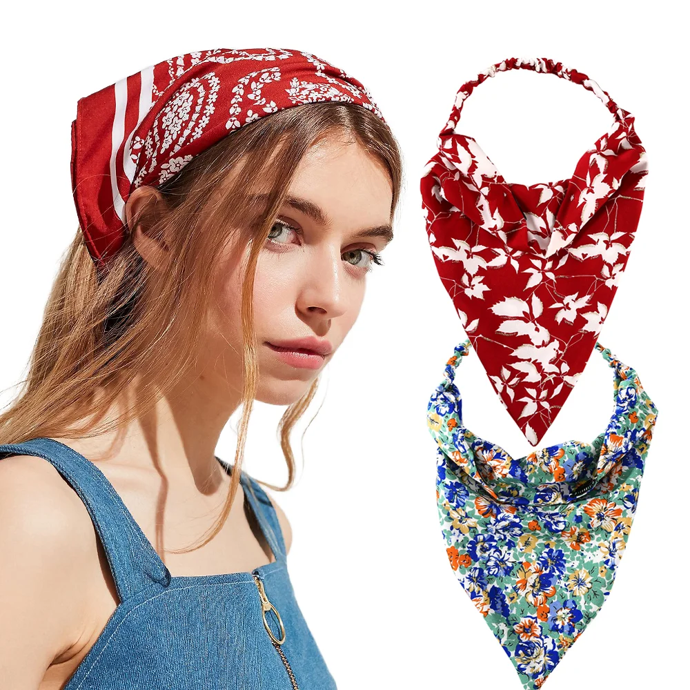 

Molans Print Triangle Bandanas Flower Headband For Women Elastic Hair Bands Printed Hairband Turban For Girls Headwear