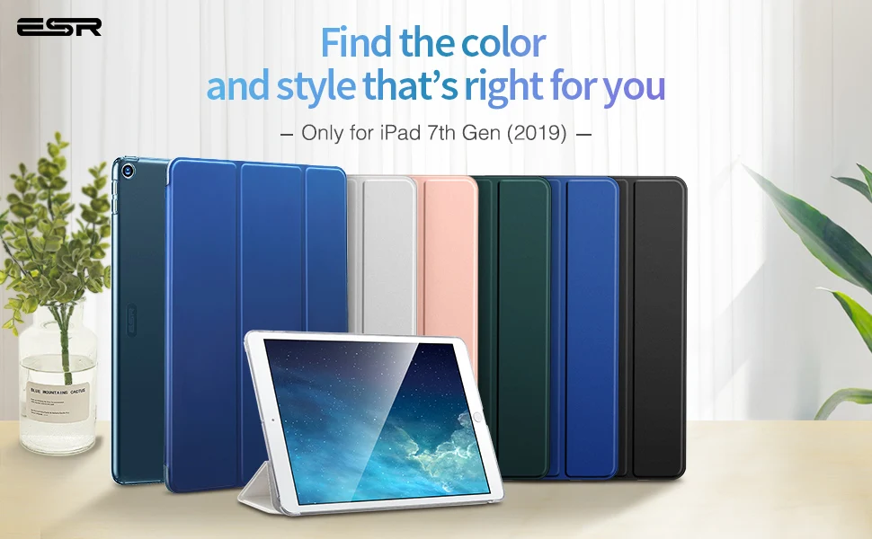 Тонкий умный чехол ESR Rebound для iPad 7th Gen, гибкий чехол из ТПУ с прорезиненным покрытием, чехол-накладка для iPad 7 10," Folio