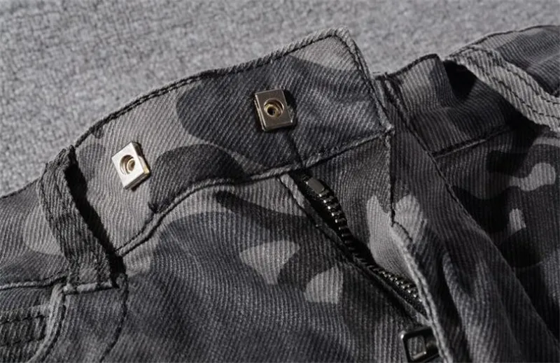 KIMSERE Мужская мода дизайнерские байкерские Джинсы Марка NEW fashion Hi Street камуфляж