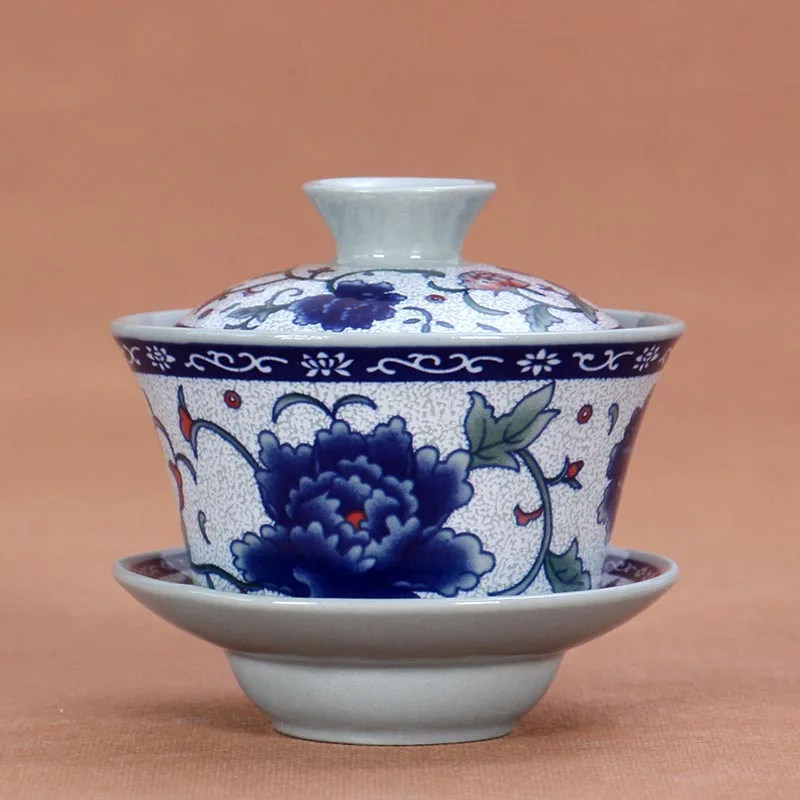 Бело голубой фарфор Gaiwan 130 мл/180 мл керамическая чашка для чая с блюдцем набор